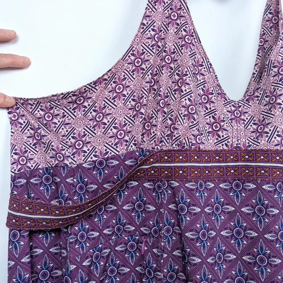 Athleta Pack Everywhere Halter Dress Athleisure Mixed Print Purple size 12 Tall - Picture 8 of 16